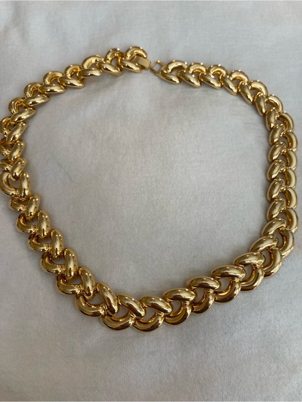Chunky Statement Gold Tone Link Necklace